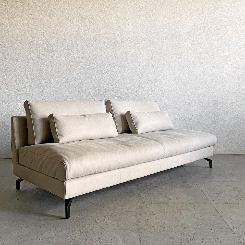 リラックスフォーム RELAXFORM グラシエーロ GLACIERO 3人掛けソファ W188cm プライムレザーテックス プラチナグレー 関家具 定価￥113,000- A 〓