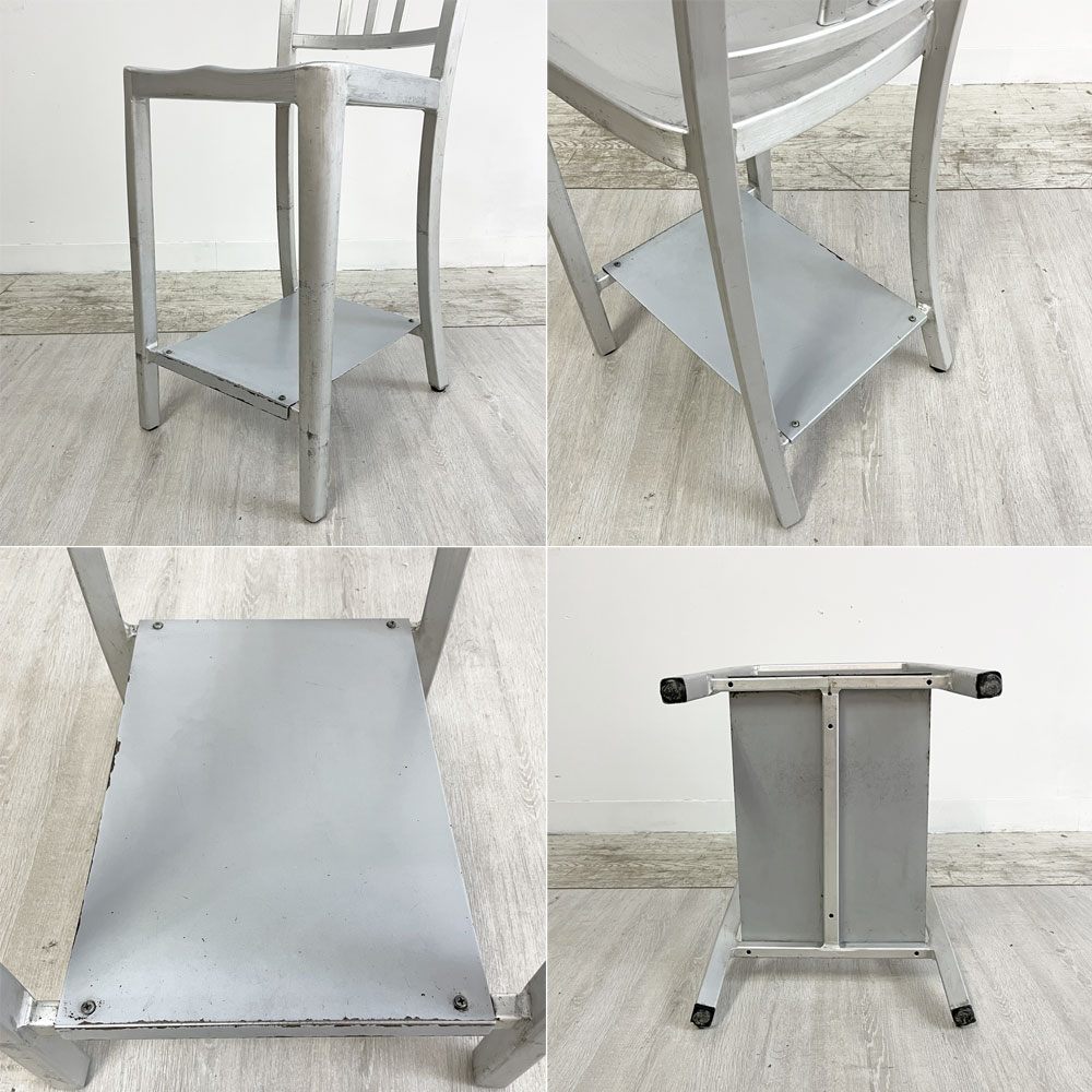 ネイビーバースツール Navy BarStool カウンターチェア リプロダクト アルミニウム インダストリアル デザイン 脚部カット品 H92.5cm B ●