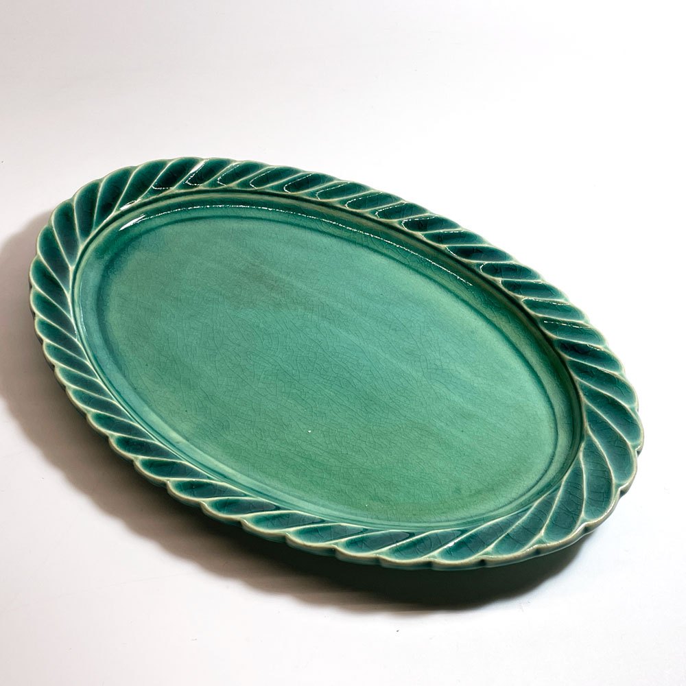 うつわうたたね utatane しのぎ オーバル皿 楕円皿 織部釉 27 × 18cm 奈良 陶芸 現代作家 ★
