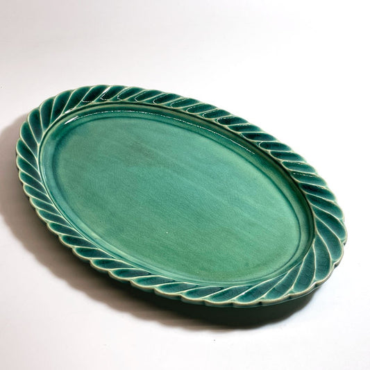うつわうたたね utatane しのぎ オーバル皿 楕円皿 織部釉 27 × 18cm 奈良 陶芸 現代作家 ★