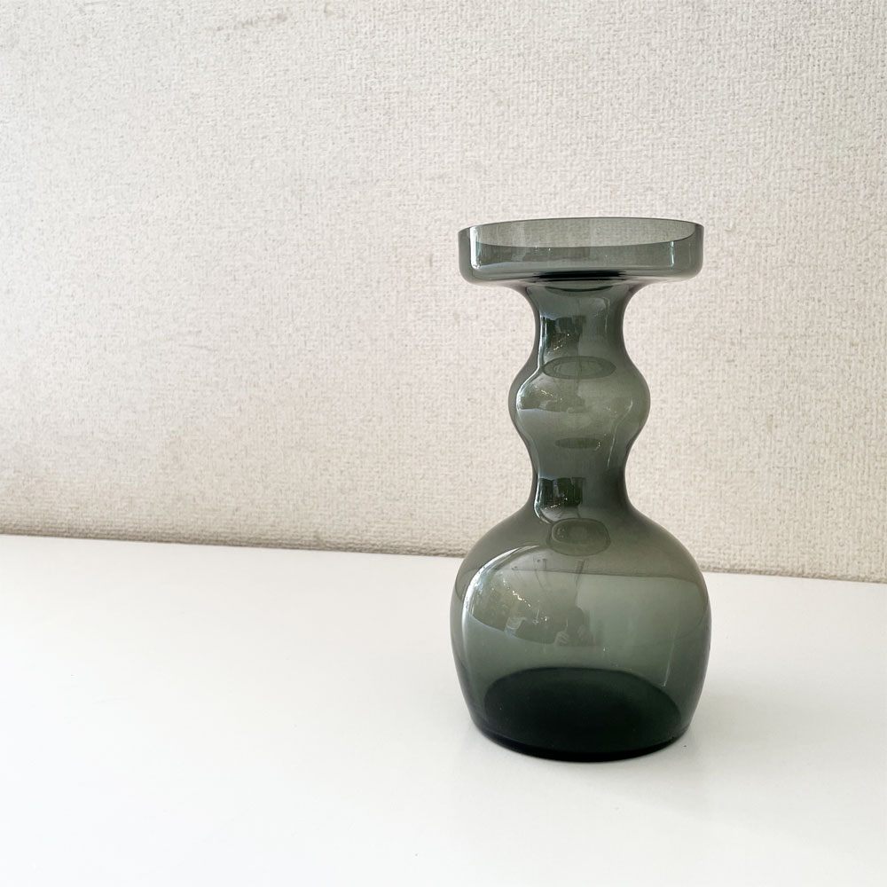 ヌータヤルヴィ Nuutajarvi ベース Vase 1483 フラワーベース 花瓶 グレー H18.5cm オイバ・トイッカ Oiva Toikka フィンランド 北欧ビンテージ ◎