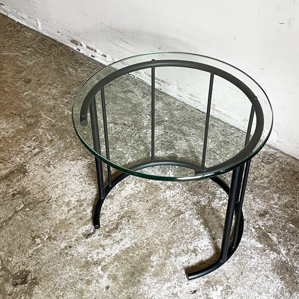 フクラ HUKLA TMRB ガラス リビングテーブル ローテーブル Sサイズ Φ50cm ラウンド スチール脚 モダンデザイン ■