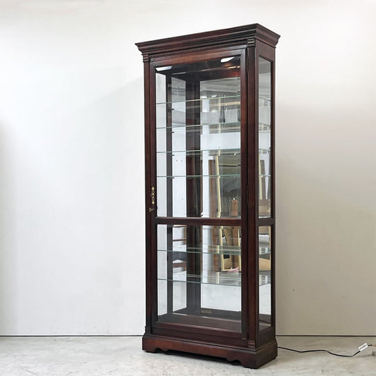ハワードミラー Howard Miller ガラスキュリオケース 飾り棚 キャビネット コレクションケース H204cm 照明付き 鍵付 アメリカ ●