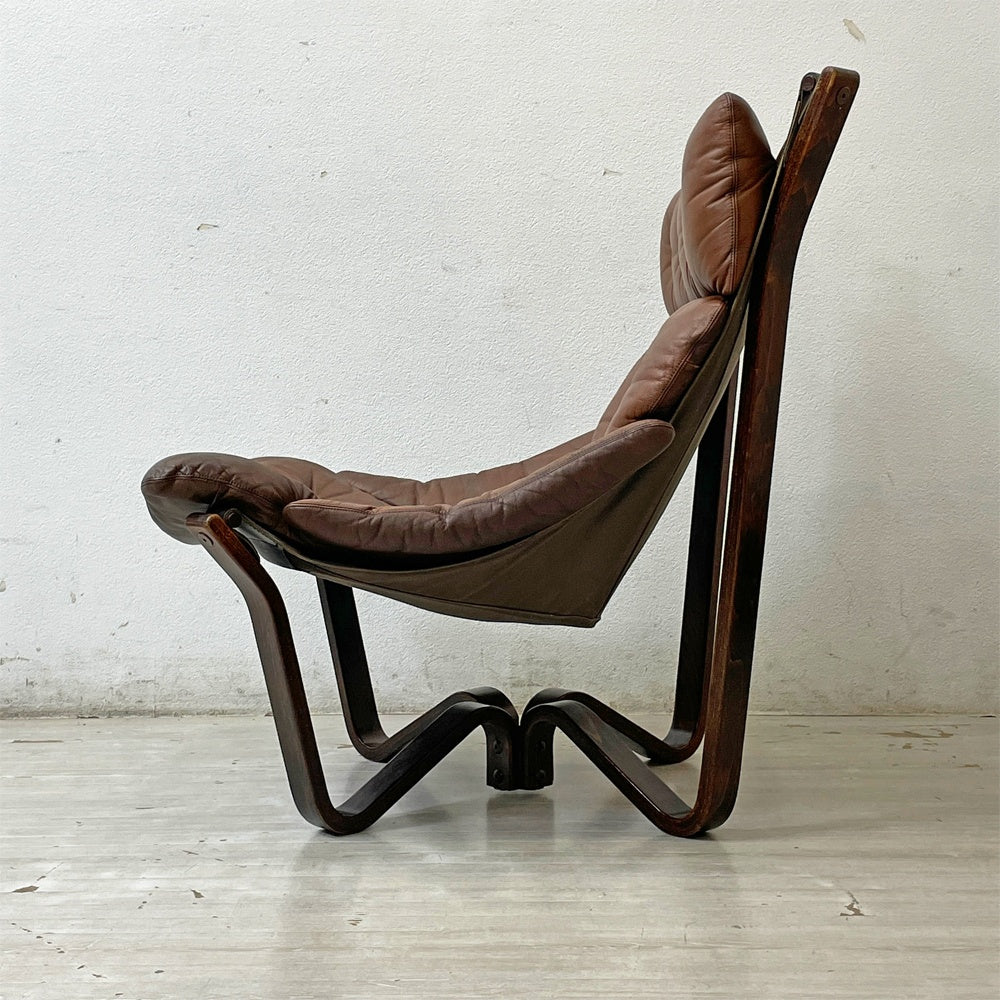 BRUNSTAD MOBELFABRIKK バイキングチェア Jim Myrstad ラウンジチェア 1Pソファ 北欧家具 本革 ビンテージ 北欧 ノルウェー ●