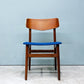 北欧ビンテージ Scandinavian vintage ダイニングチェア チーク材 ファブリック ブルー 北欧家具 ◎