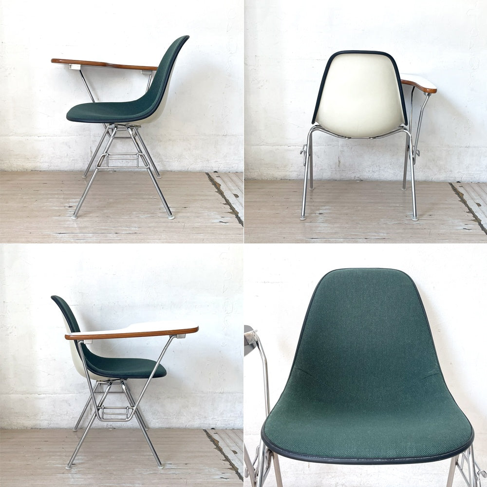ハーマンミラー Herman Miller サイドシェルチェア セカンド 2nd ビンテージ アプホルスター スクールベース スタッキングベース 肘掛けテーブル付 イームズ ミッドセンチュリー G ★