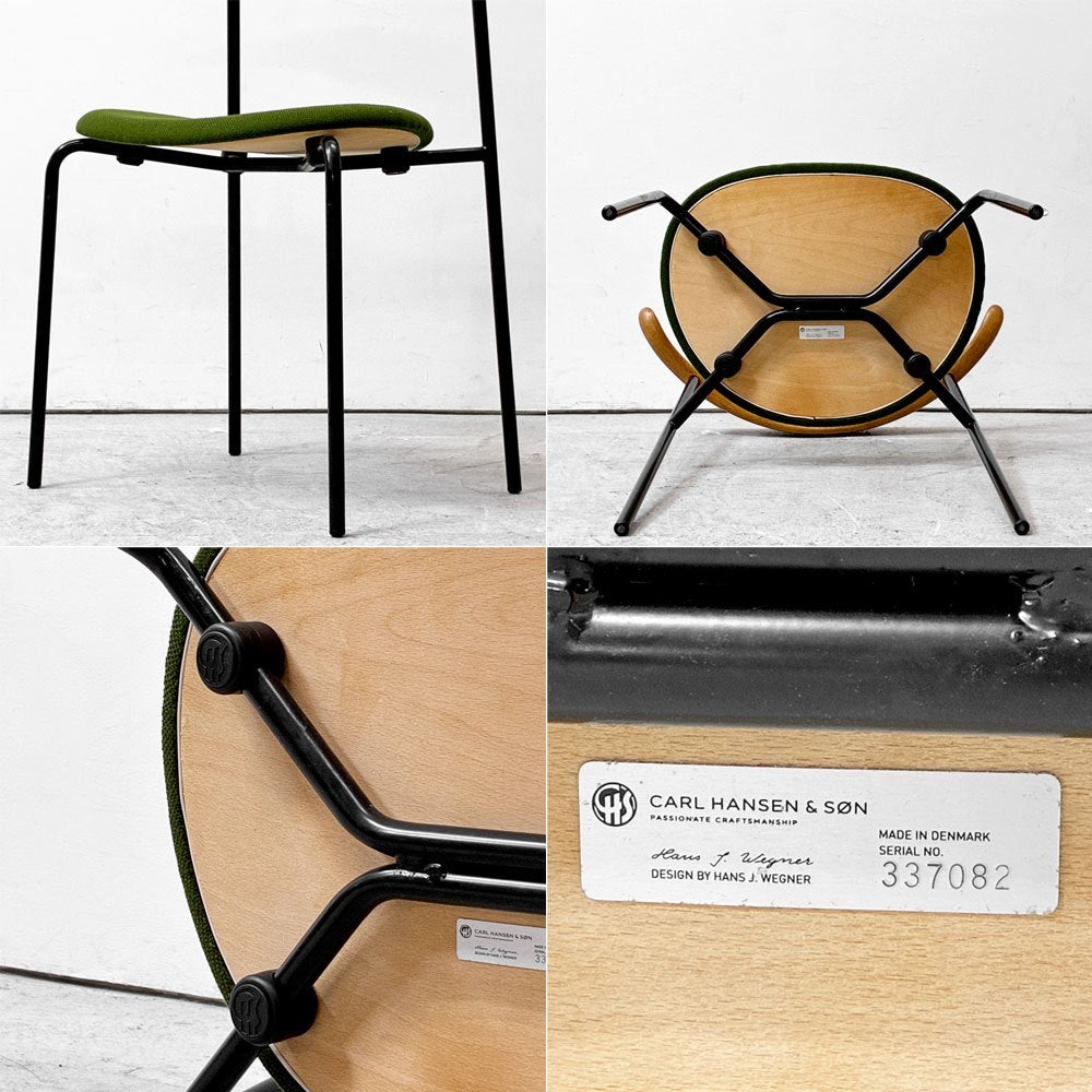 カールハンセン＆サン Carl Hansen & Son CH88P ダイニングチェア オーク材 グリーン ファブリック 座面張替済み ハンス J. ウェグナー デンマーク 北欧家具 ●