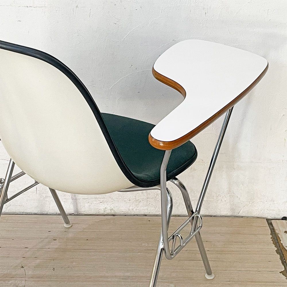 ハーマンミラー Herman Miller サイドシェルチェア セカンド 2nd ビンテージ アプホルスター スクールベース スタッキングベース 肘掛けテーブル付 イームズ ミッドセンチュリー E ★