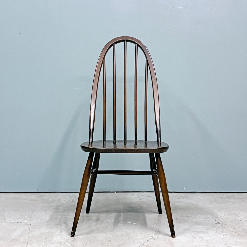 アーコール Ercol クエーカーチェア ダイニングチェア ハイバック オールドコロニアル ブラウン エルム材 × ビーチ材 UKビンテージ 英国家具 ◎