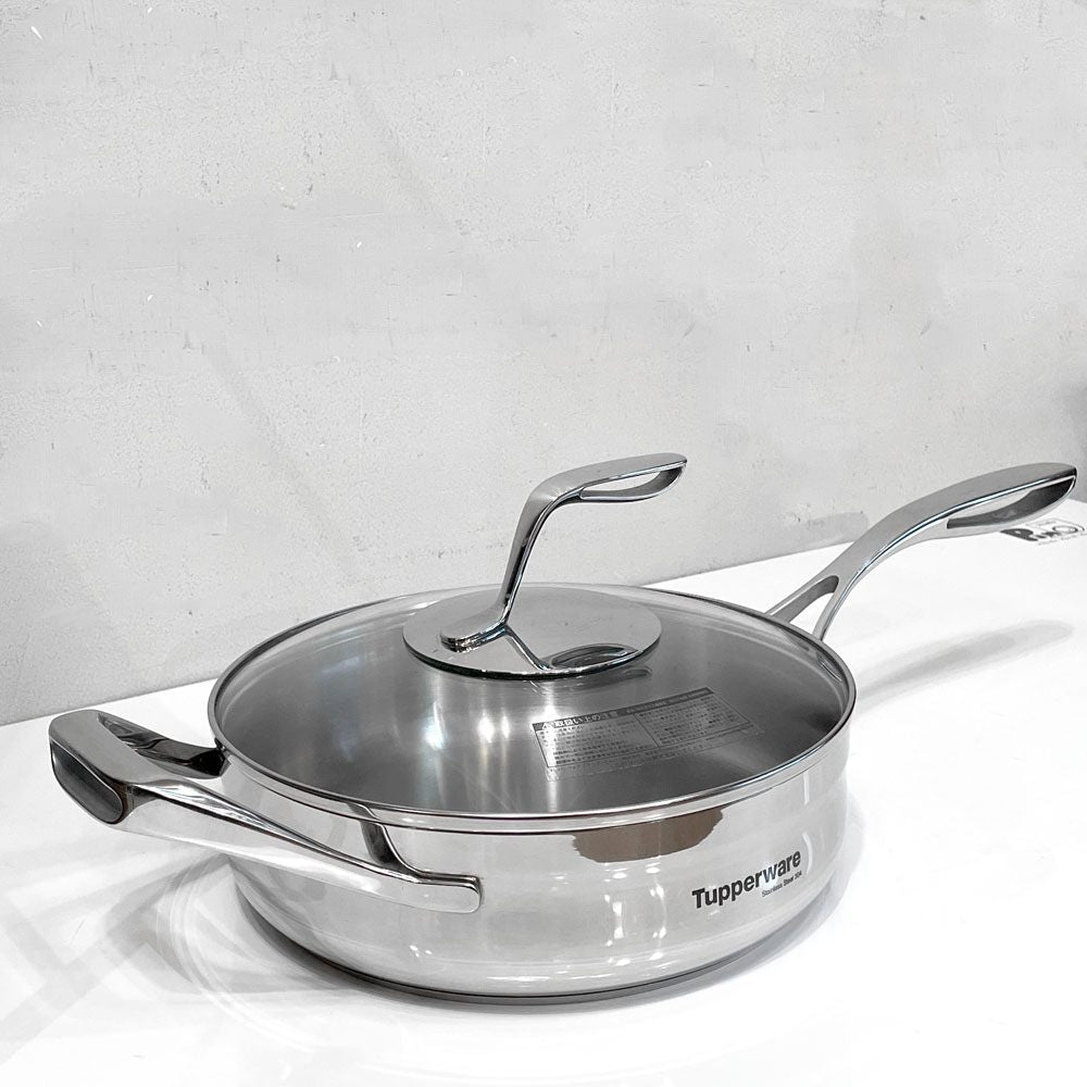タッパーウェア Tupperware マストロクックウェア Mastro Cookware 24cm 2.8L 片手鍋 サイドハンドル付 ガラス蓋付 ステンレス アルミニウム アメリカ ■