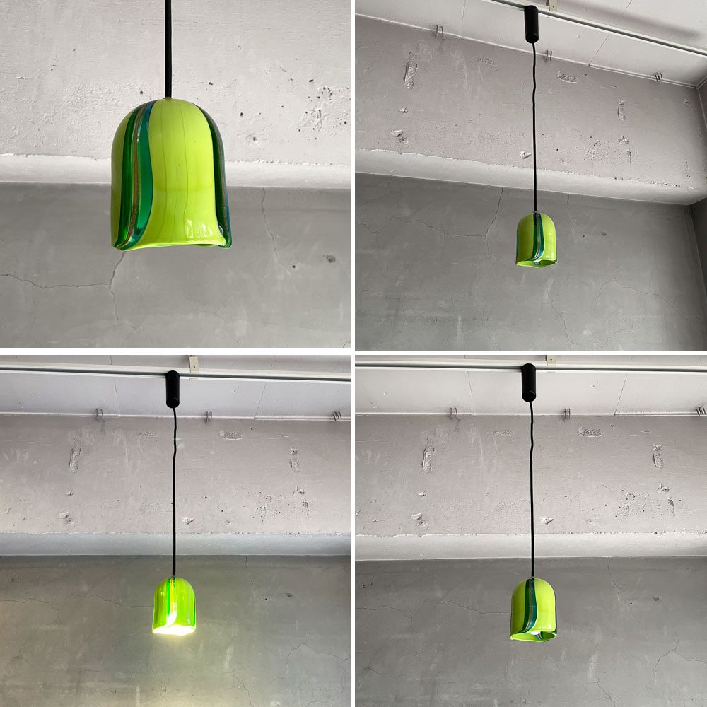 ムラノガラス ペンダントライト ピスタチオ ハンドメイド ガラスシェード イタリア製  レール仕様 IDC大塚家具取扱 ♪