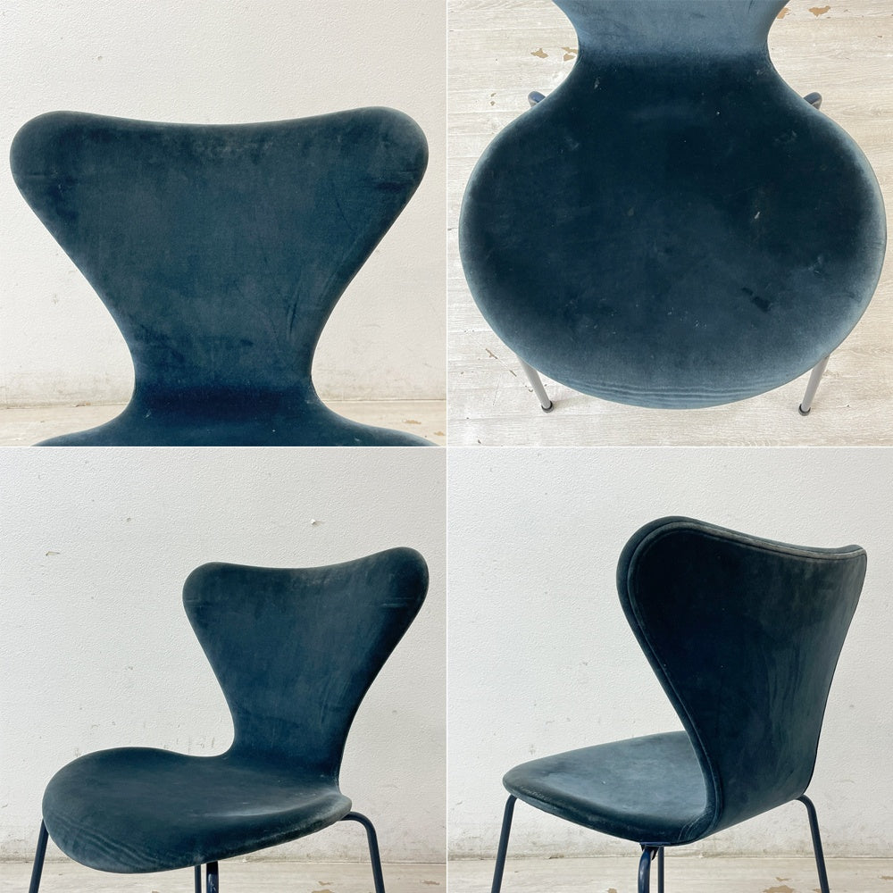 フリッツハンセン Fritz Hansen 3107 セブンチェア フルパティング アルネ・ヤコブセン ミッドナイトブルー デンマーク 北欧家具 B ●