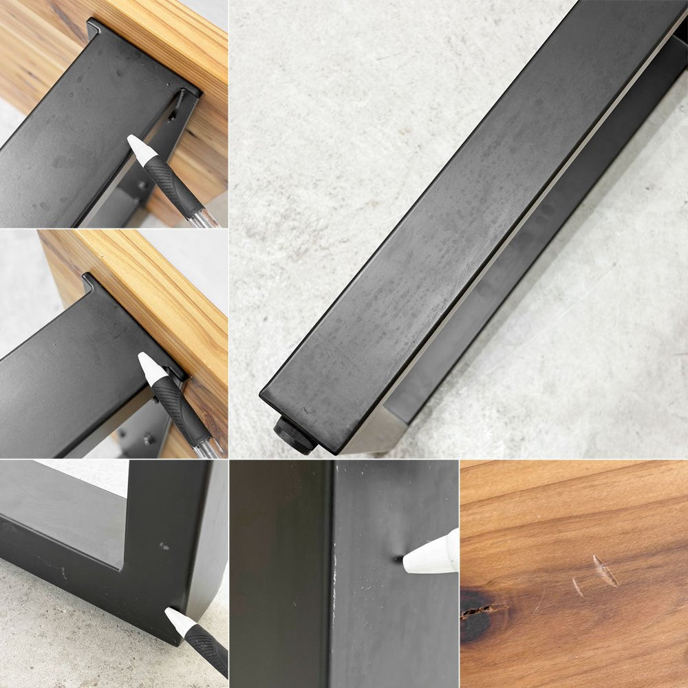 かなでもの KANADEMONO ザ・テーブル THE TABLE デスク 杉無垢材 W140cm スチール スクエアレッグ ブラック 定価￥55,000- ●