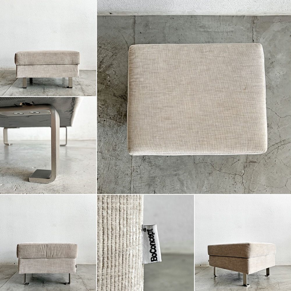 ボーコンセプト BoConcept I.D.V.2 2.5人掛けソファ＆オットマン W210cm ファブリック ホワイト系 スチール脚 デンマーク 〓