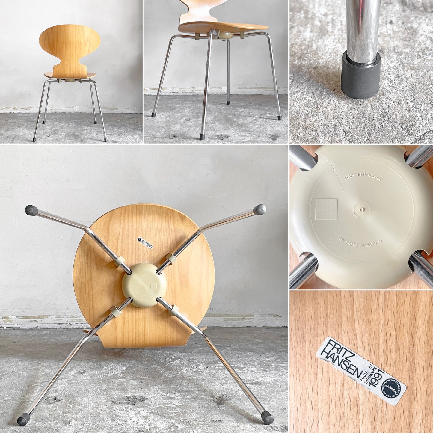 フリッツハンセン Fritz Hansen 3101 アリンコチェア アントチェア 4本脚 ナチュラルビーチ ラッカー仕上げ アルネ・ヤコブセン B ■