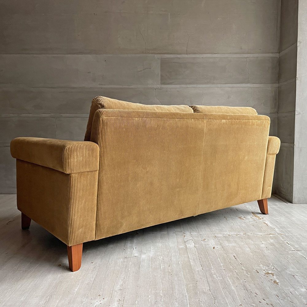 トラックファニチャー TRUCK FURNITURE FKソファ ジュニア FK SOFA Jr. 2シーター 2人掛け F-21 グリーンコーデュロイ フェザークッション ウォールナット無垢材 定価¥493,900-♪