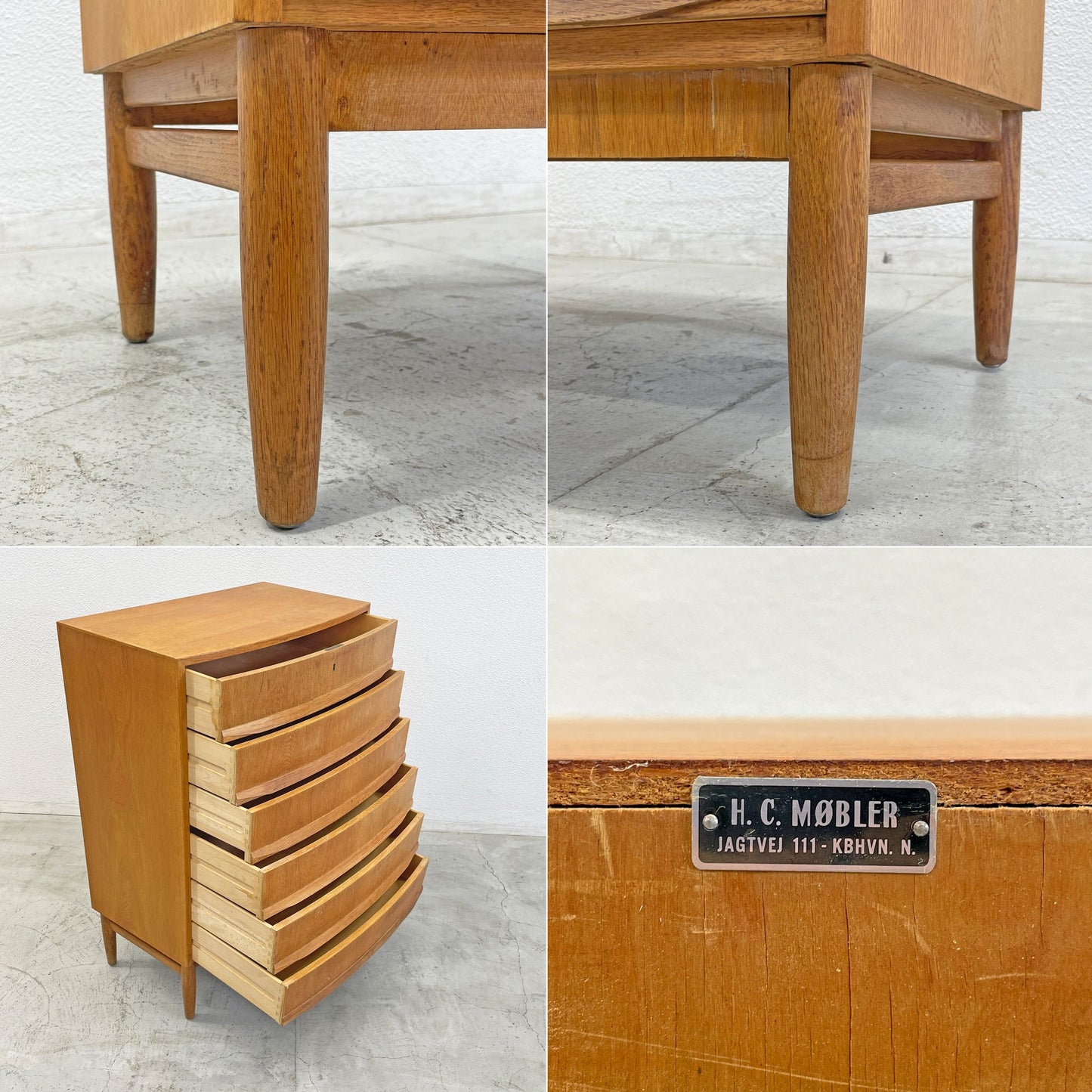 エイチ・シー・モブラー H.C.Mobler オーク材 6段チェスト 鍵無し Oak wood six-drawer chest 抽斗6杯 ナチュラル デンマークビンテージ〓