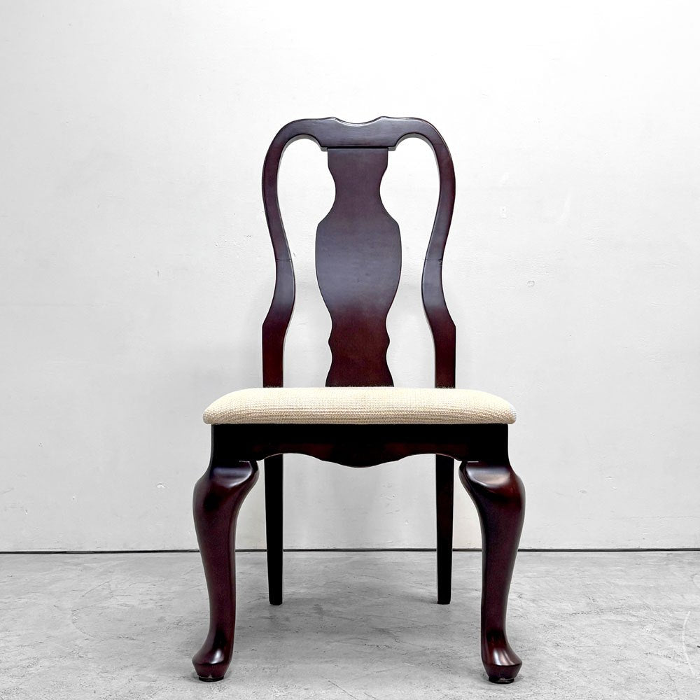 イーセンアーレン ETHAN ALLEN クイーンアンスタイル ダイニングチェア 猫脚 クラシカルデザイン A ●