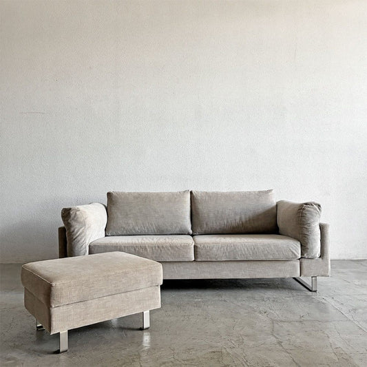 ボーコンセプト BoConcept I.D.V.2 2.5人掛けソファ＆オットマン W210cm ファブリック ホワイト系 スチール脚 デンマーク 〓