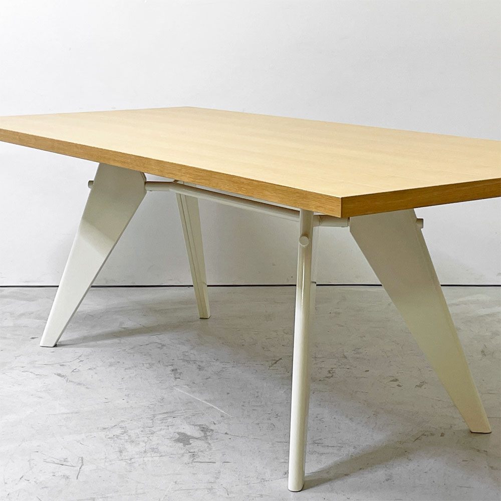 ヴィトラ vitra イーエム EMテーブル EM Table ダイニングテーブル ウッド天板 オーク材 突板 スチールベース ホワイト系カラー w200㎝ ジャン・プルーヴェ 定価￥594,000- ●
