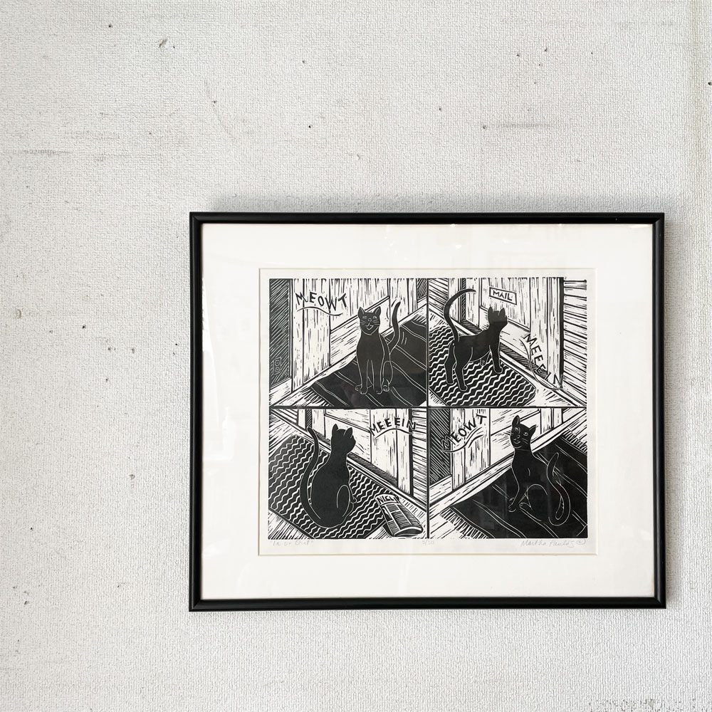 マーサ・パウロス Martha Paulos インオアアウト In or Out リノカット版画 60×50cm ハンドサイン入り 3/50 額装品 アメリカ ◎