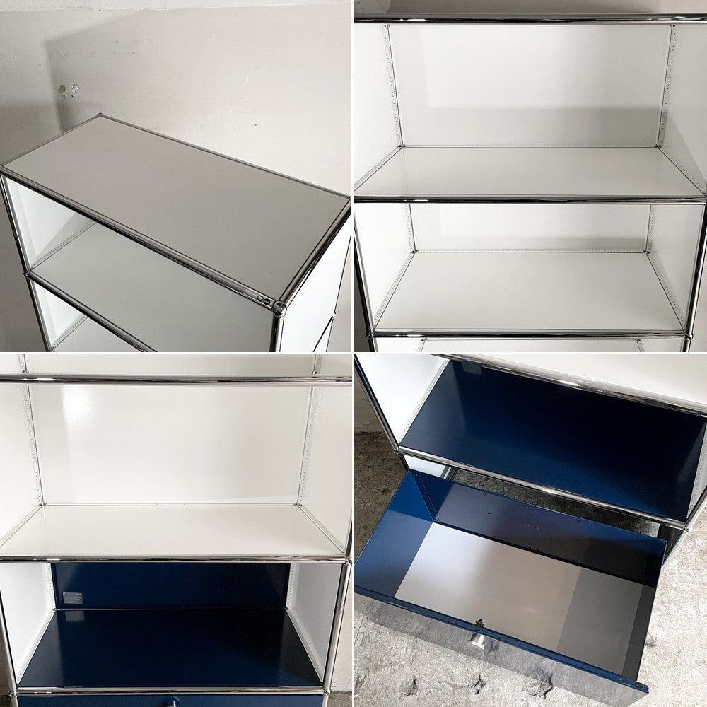 ユーエスエムハラー USMハラー USM Haller モジュラーファニチャー キャビネット シェルフ 1列5段 W77×D37cm エクステンションドア×1 メタルボックスインサート付×1 ■