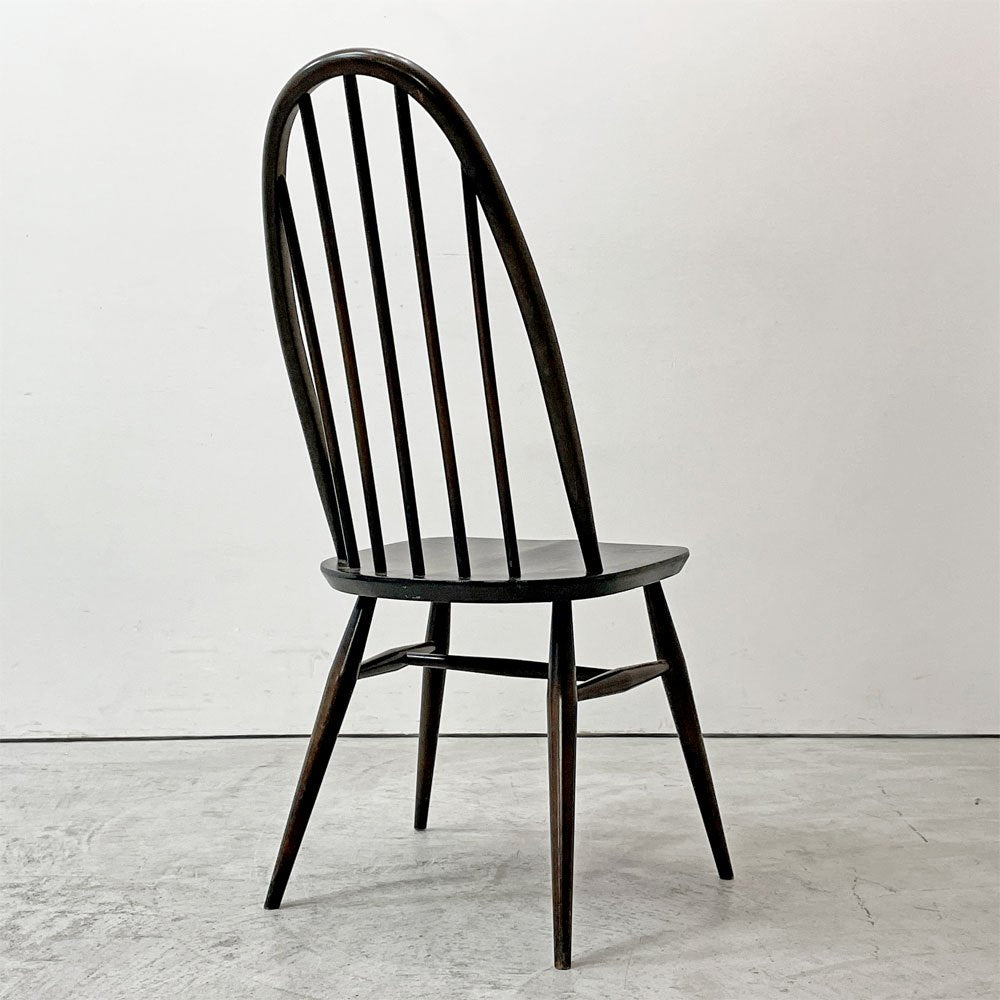 アーコール Ercol クエーカーチェア ダイニングチェア ハイバック オールドコロニアル ブラウン エルム材 × ビーチ材 UKビンテージ 英国家具 ●