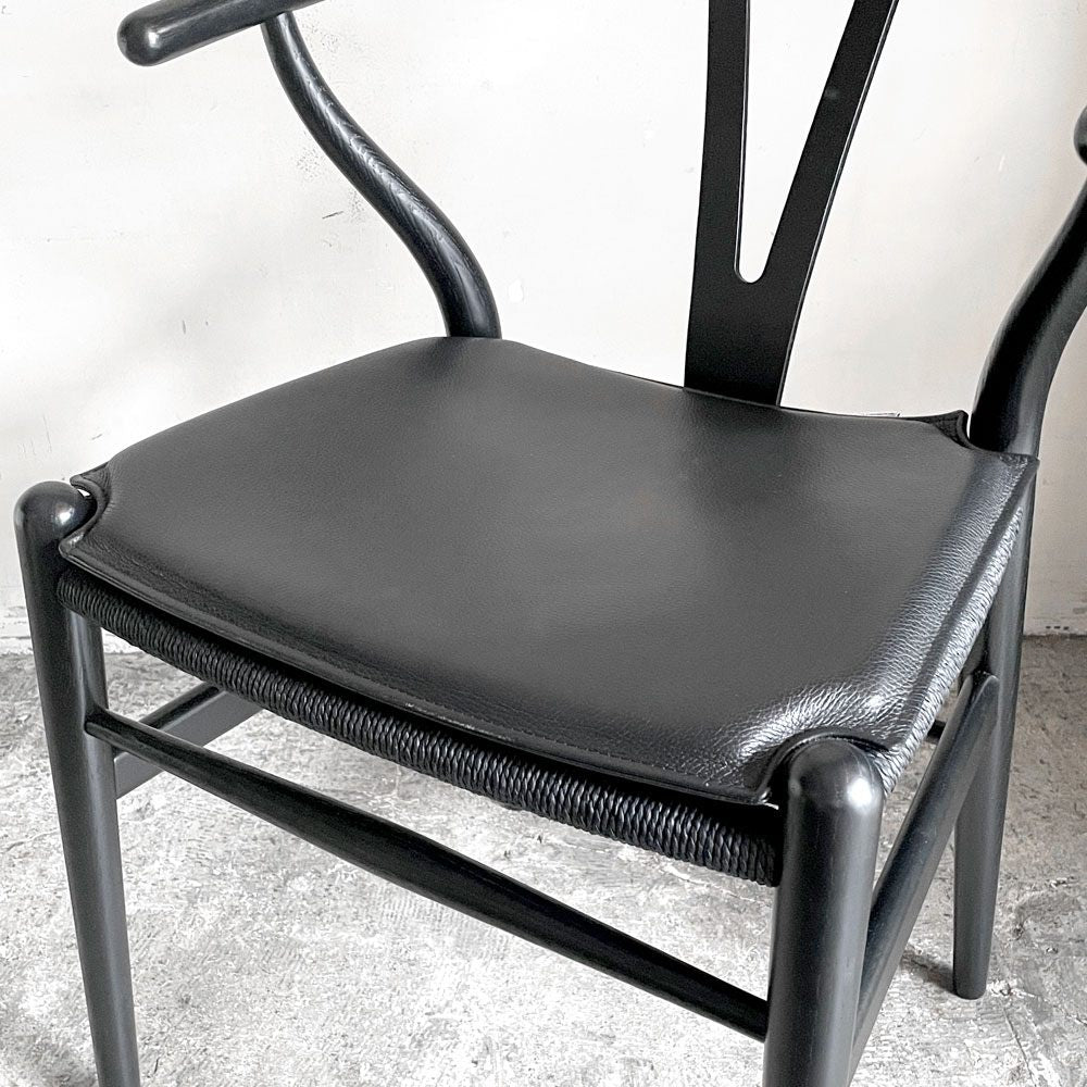 カールハンセン＆サン Carl Hansen & Son ウィッシュボーンチェア WISHBONE CHAIR CH24 Yチェア 専用チェアクッション レザー ブラック ■