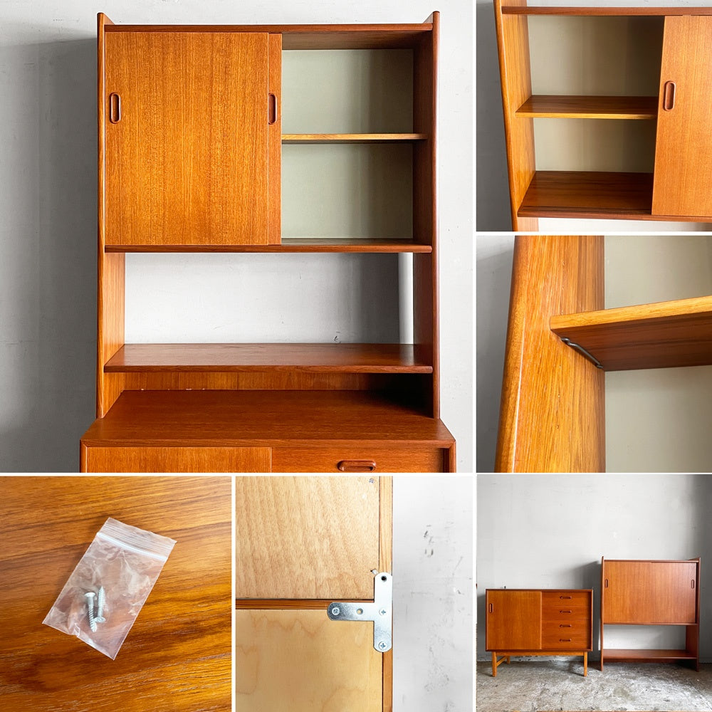 スウェーデン ビンテージ Swedish vintage チーク材×オーク材 キャビネット ブックシェルフ ルームディバイダー W85cm 北欧家具 北欧ビンテージ ■