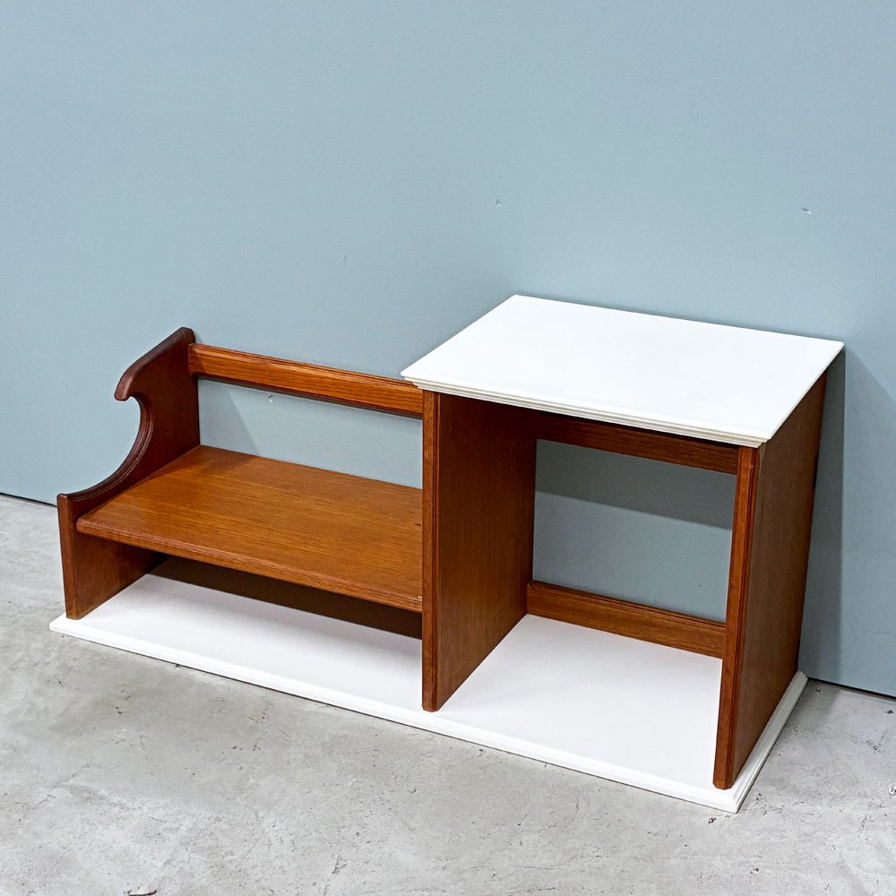 ビンテージ unknown vintage チーク材 卓上シェルフ ローシェルフ ディスプレイ台 幅79cm 店舗什器 ◎