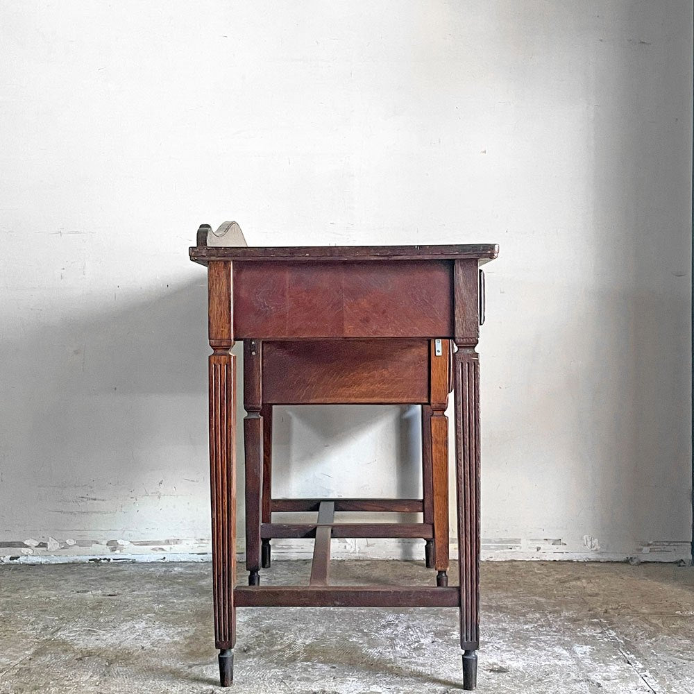 ジャパンビンテージ Japan Vintage 古い木味の片袖机 デスク 抽斗3杯 ブラウン 古家具 レトロ W90.5cm ■