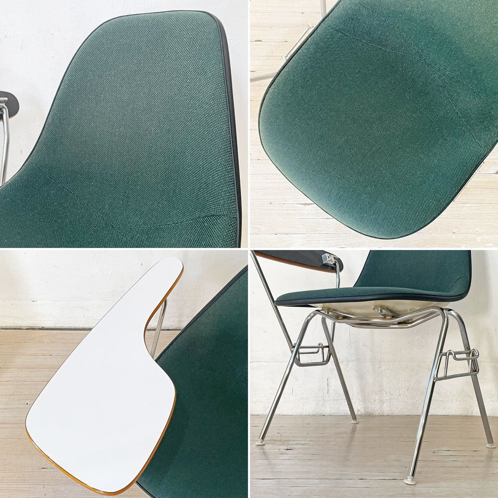 ハーマンミラー Herman Miller サイドシェルチェア セカンド 2nd ビンテージ アプホルスター スクールベース スタッキングベース 肘掛けテーブル付 イームズ ミッドセンチュリー D ★