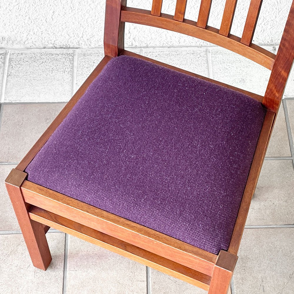 北の住まい設計社 KITANOSUMAISEKKEISHA ミッションチェア Mission chair アームレスチェア ダイニングチェア 張座 ファブリック張替済み チェリー無垢材 廃番◇