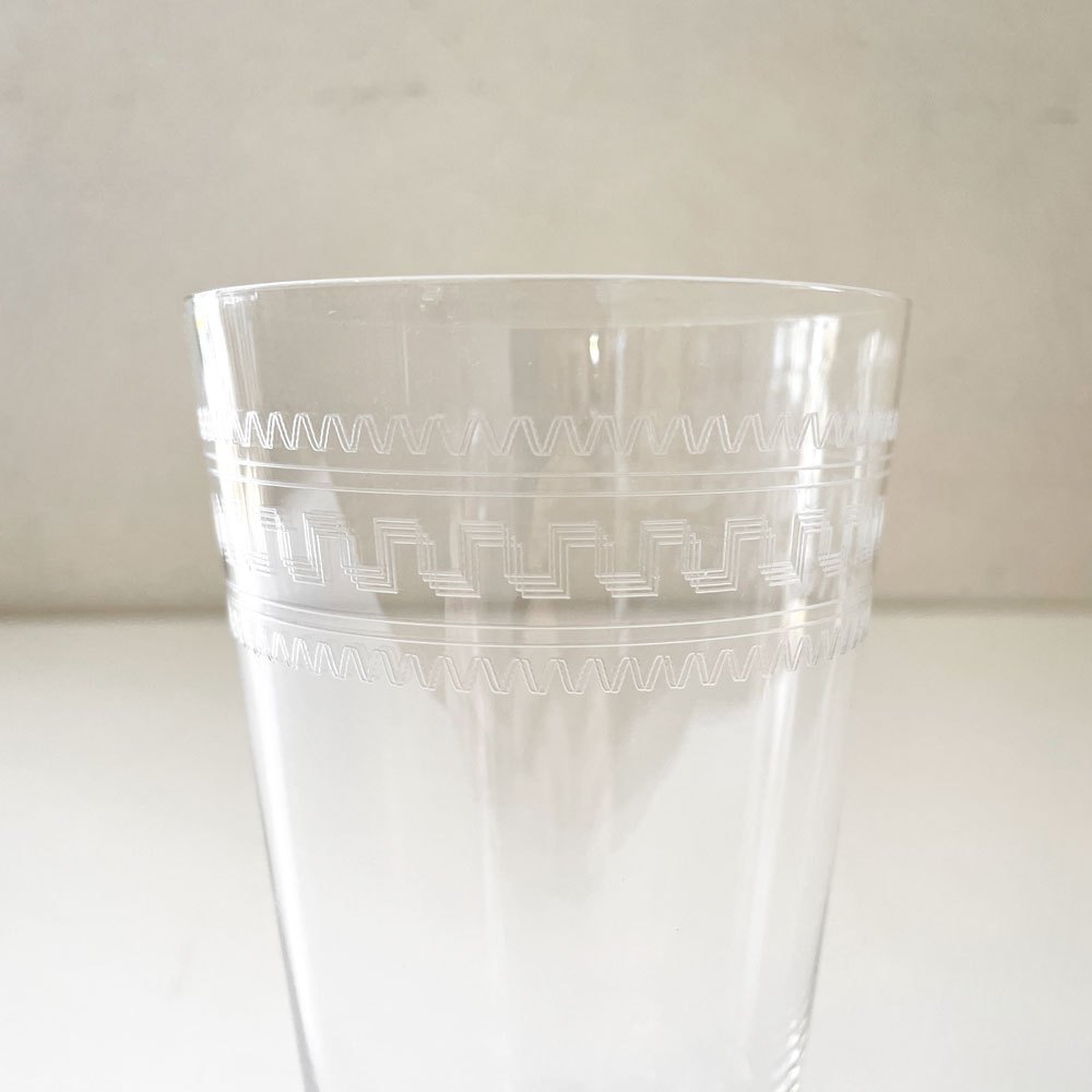 オールドバカラ Baccarat グレック Grecque ゴブレット タンブラーグラス H14cm エッチング ギリシャ模様 クリスタルガラス フランスビンテージ C ◎