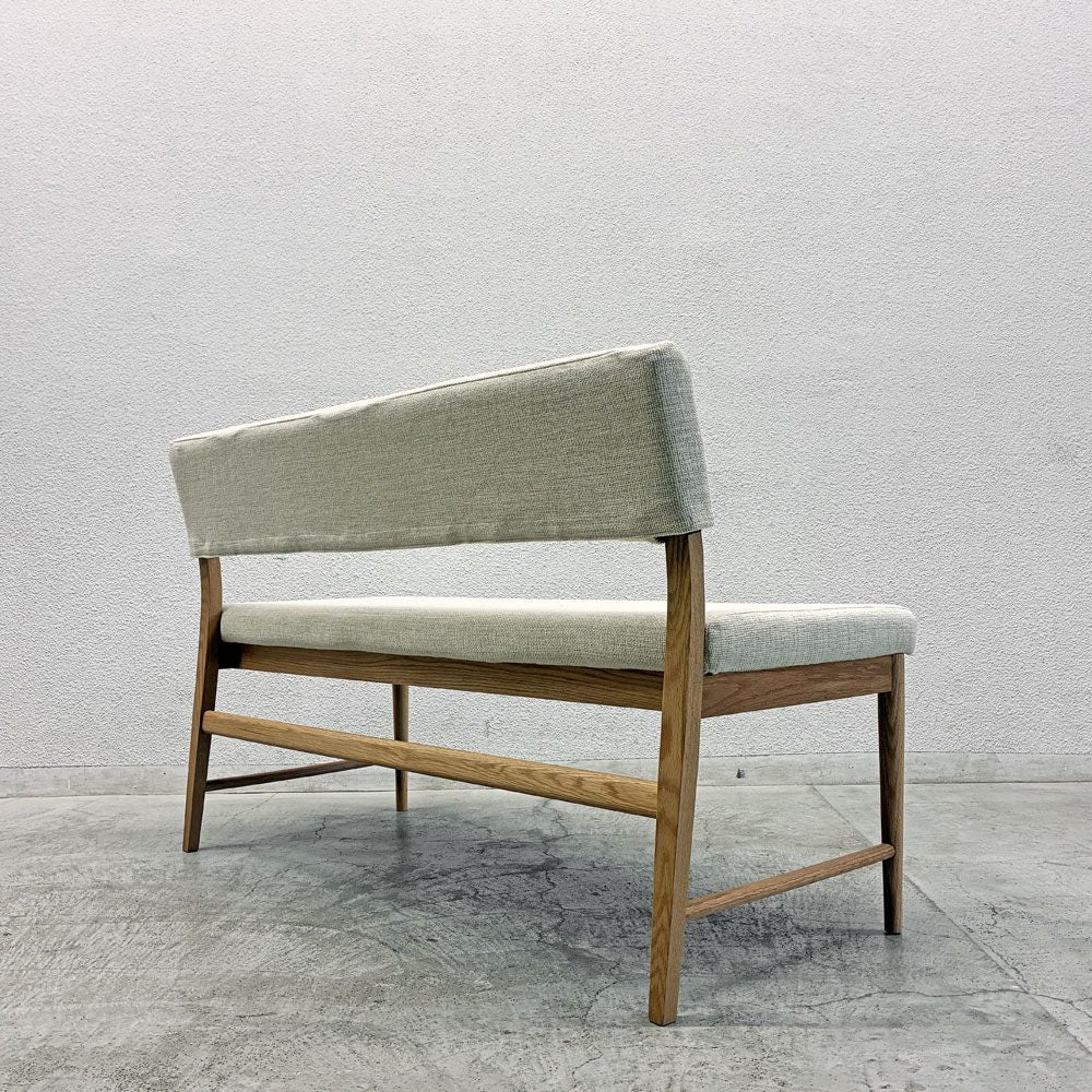 IDC大塚家具 OTSUKA フィル2 Fill 2 ベンチ 背付きタイプ オーク材 カバーリングファブリック オフホワイト系 W121cm 廃番 B 〓