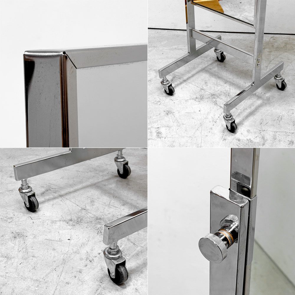 ステンレス スタンドミラー キャスター付 鏡 店舗什器 全身鏡 H152cm  ●