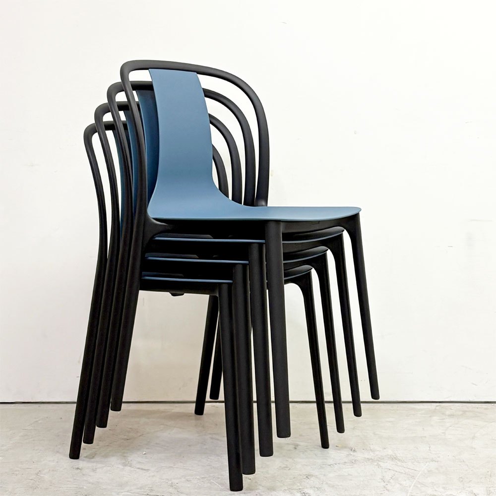ヴィトラ Vitra ベルヴィルチェア Belleville Chair ダイニングチェア スタッキングチェア シーブルー ロナン & エルワン・ブルレック 4脚セット C ●