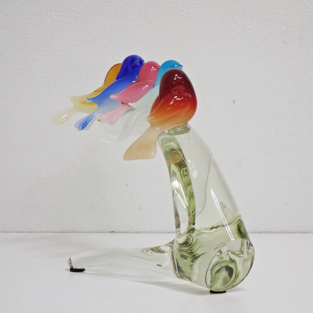 ムラーノガラス Murano 木にとまる鳥 オブジェ 置物 マエストロ ソリッドワーク ホットワーク ガラス工芸 ベネチアングラス イタリア ●