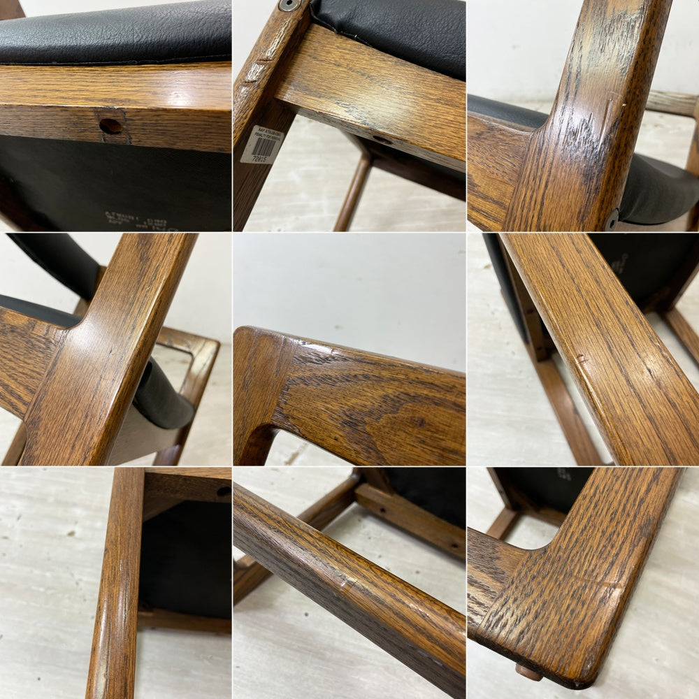 ModuForm, inc 木製 アームチェア ダイニングチェア ブラウン ブラック クッション USビンテージ ●