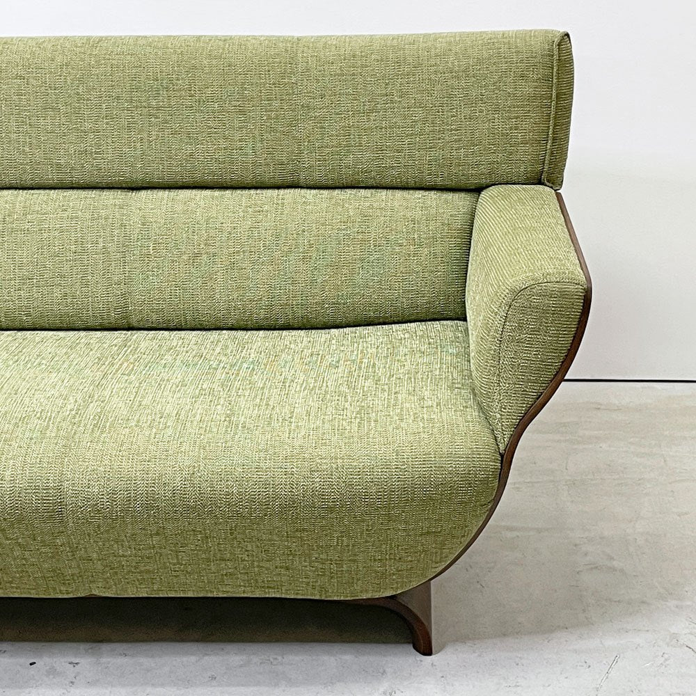 冨士ファニチア FUJI FURNITURE タピオTapio 3シーターソファ オーク材×ファブリック ライトグリーン系 ナチュラルモダン ●