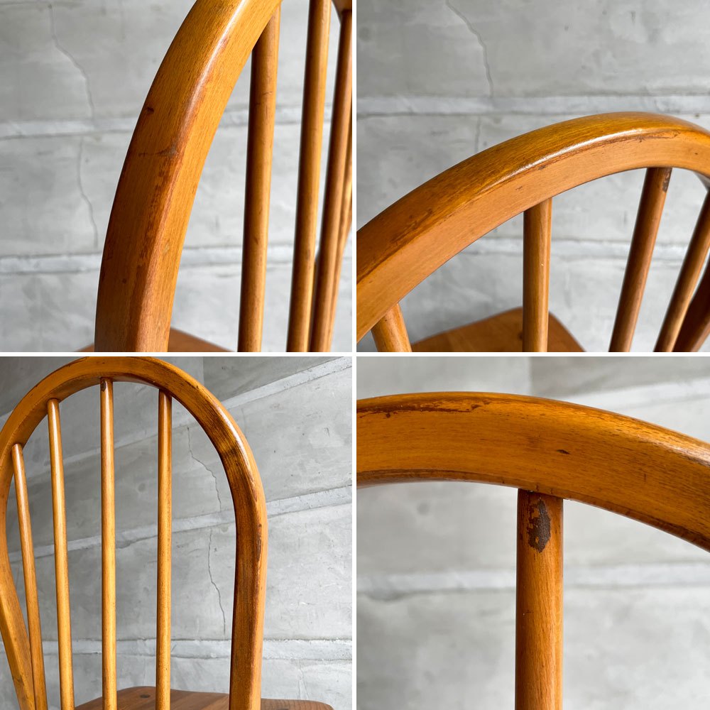 アーコール Ercol フープバックチェア ダイニングチェア スポークバック エルム材 UKビンテージ 英国家具 ♪
