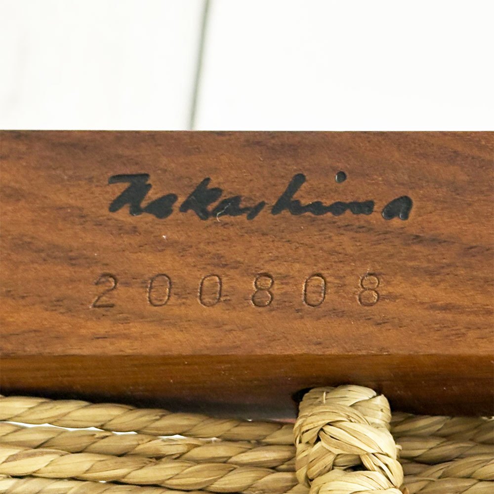 桜製作所 グラスシートチェア GRASS SEATED CHAIR  アームチェア ウォールナット無垢材 い草 ジョージ・ナカシマ George Nakashima 焼印有 ●