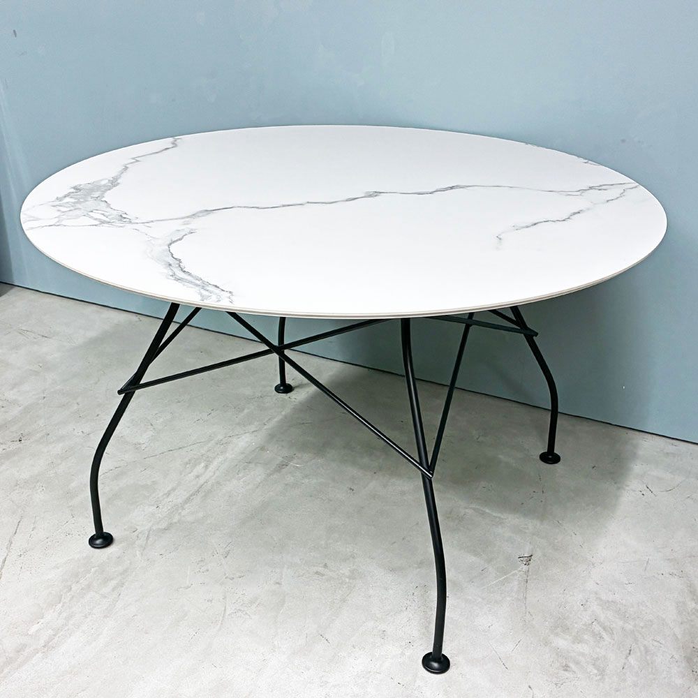 カルテル Kartell グロッシー GLOSSY ラウンドテーブル 118 アントニオ・チッテリオ 大理石調 セラミック モダン イタリア 定価￥458,200- ◎