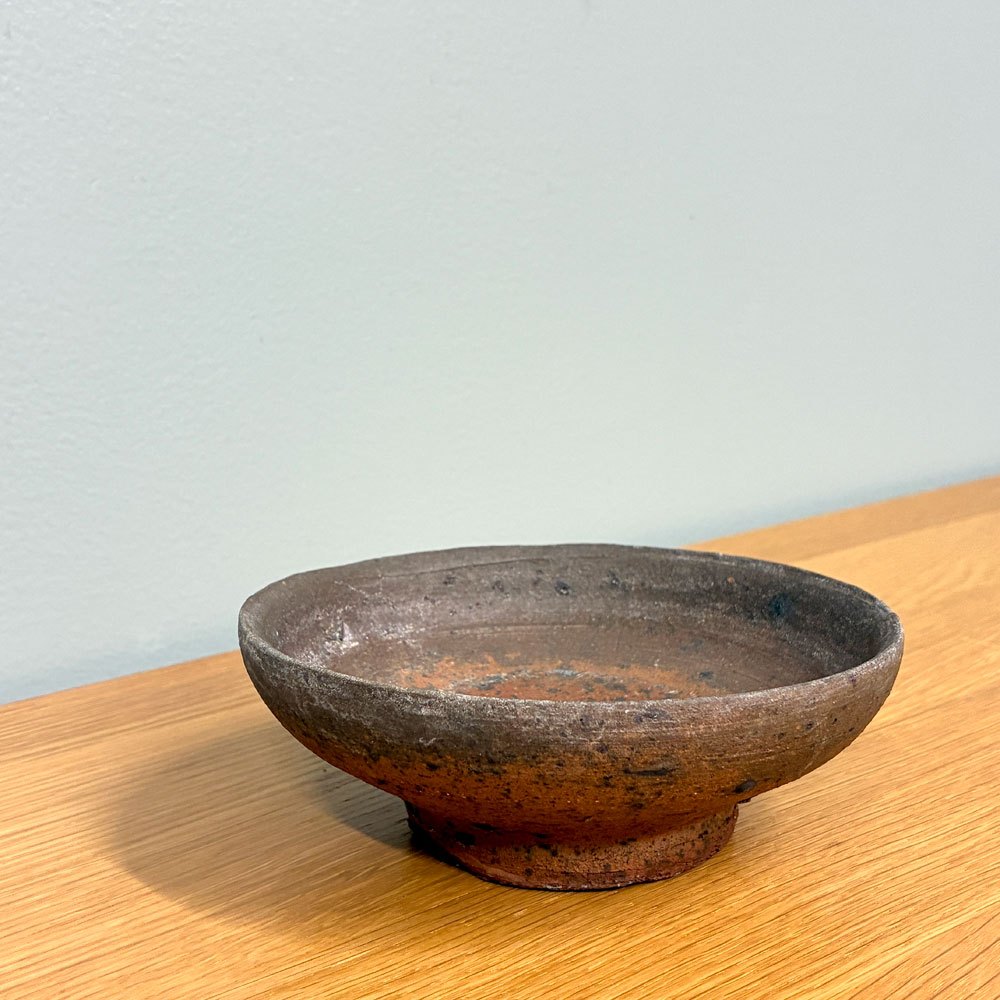 森岡成好 Shigeyoshi Morioka 南蛮焼焼締  食器 平鉢 皿 丸皿 Φ14 現代作家 A ◎