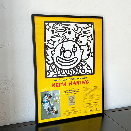 キース・ヘリング Keith Haring イベントポスター 1994年 Thalia Buchhandlung Hamburg  ドイツ 書店 ストリートアート アートフレーム 額装品 ★