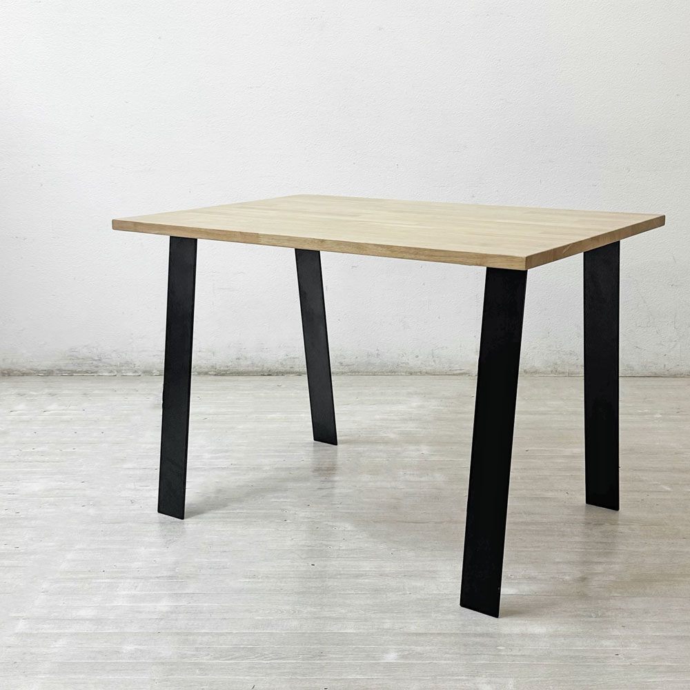 かなでもの KANADEMONO ザ・テーブル THE TABLE ダイニングテーブル デスク ラバーウッド無垢集成材 スチール W100cm ナチュラル インダストリアル ●