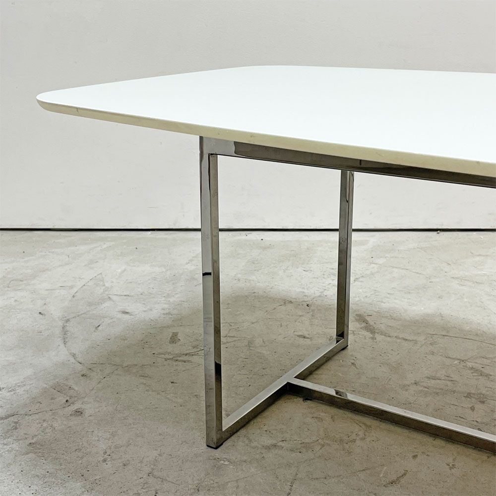 グラス イタリア GLAS ITALIA ラグナ LAGUNA コーヒーテーブル ガラス天板 ホワイト スチールレッグ W164cm イタリアンモダン ●
