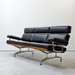 ハーマンミラー Herman Miller イームズソファ Eames Sofa 3シーター ウォールナット材 レザー ブラック C&R. イームズ ミッドセンチュリー ●