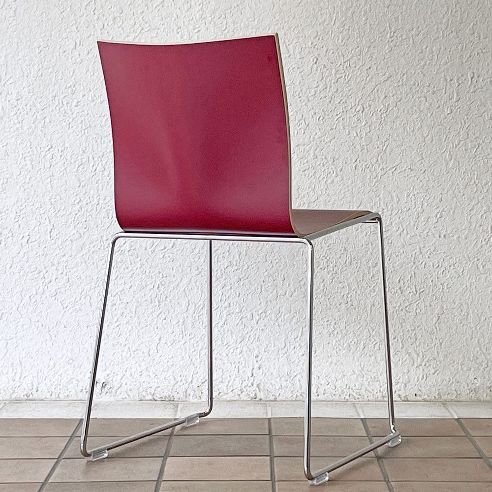 エンゲルブレヒト Engelbrechts チャリック CHAIRIK 107 ダイニングチェア スタッキング そり足 ボルドー 未使用品 デンマーク A ◇