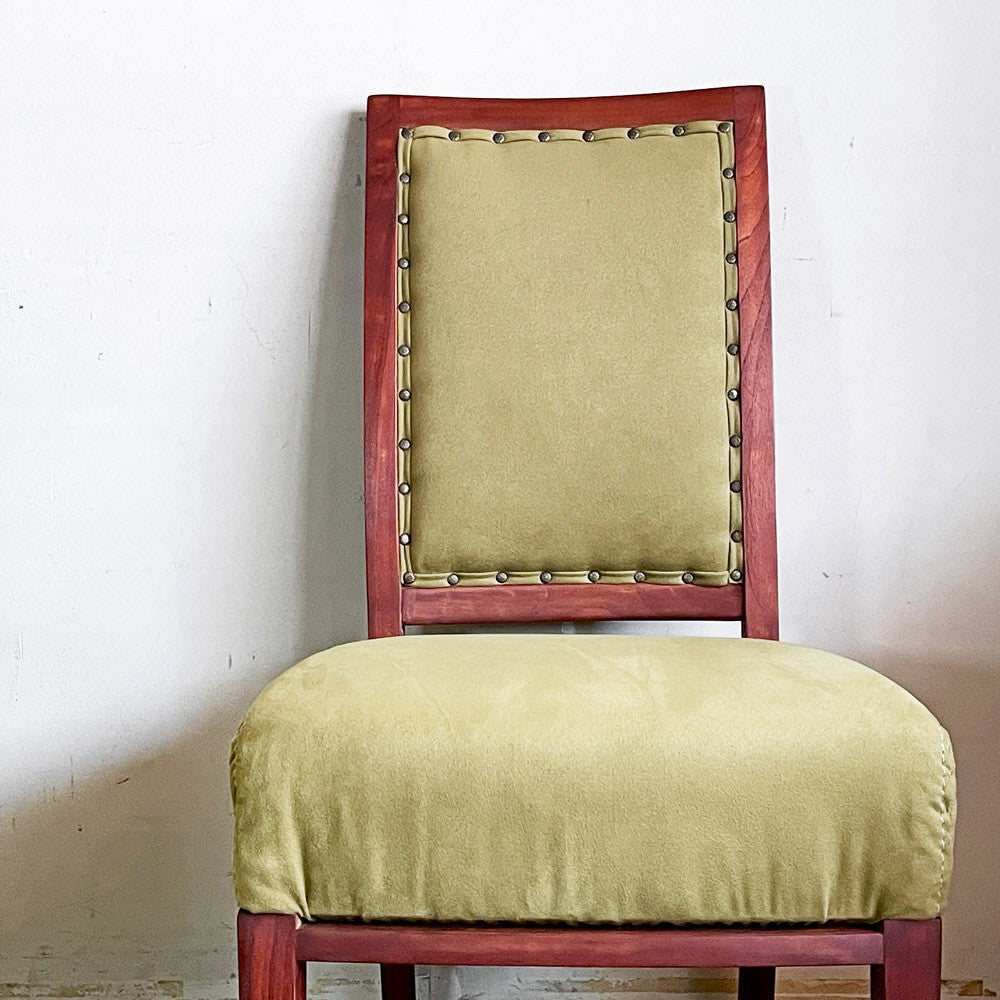 BC工房 ダイニングチェア アームレスチェア チーク材 モケット生地 鋲打ち 国産クラフト家具 ■